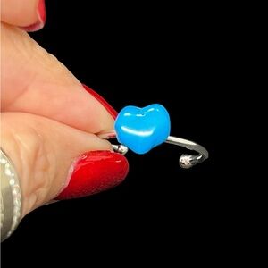 Adjustable Turquoise heart Ring stainless steel band